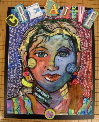 Mixed Media SelfPortrait for Grade 5